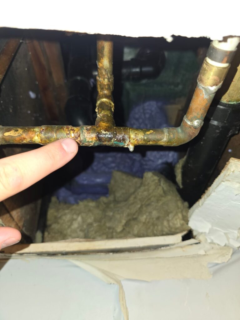 Close up of a client's pipe that had deteriorated immensely